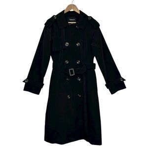 London Fog Black Double Breasted Water Resistant Belted Long Trench Coat XL